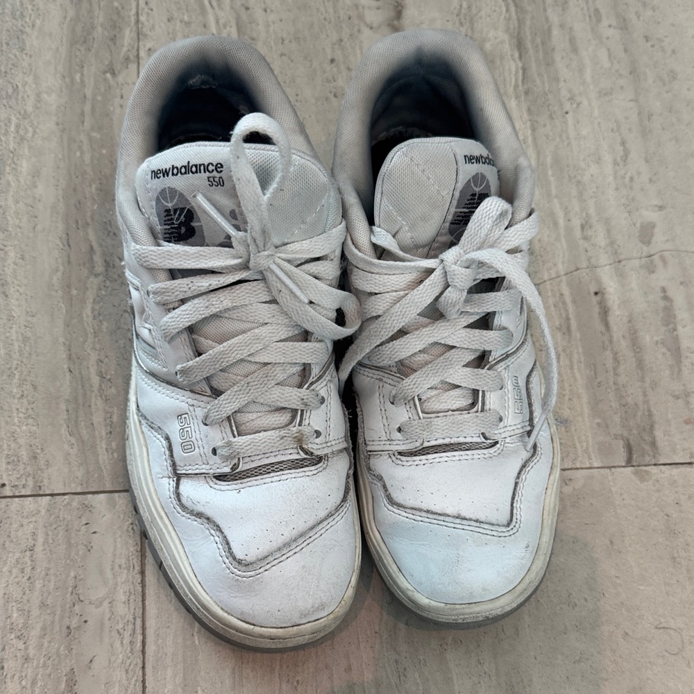 New Balance White and Gray 550 Low-Top Sneakers